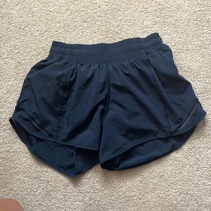 LuluLemon navy blue 2.5 high rise hottyhot shorts